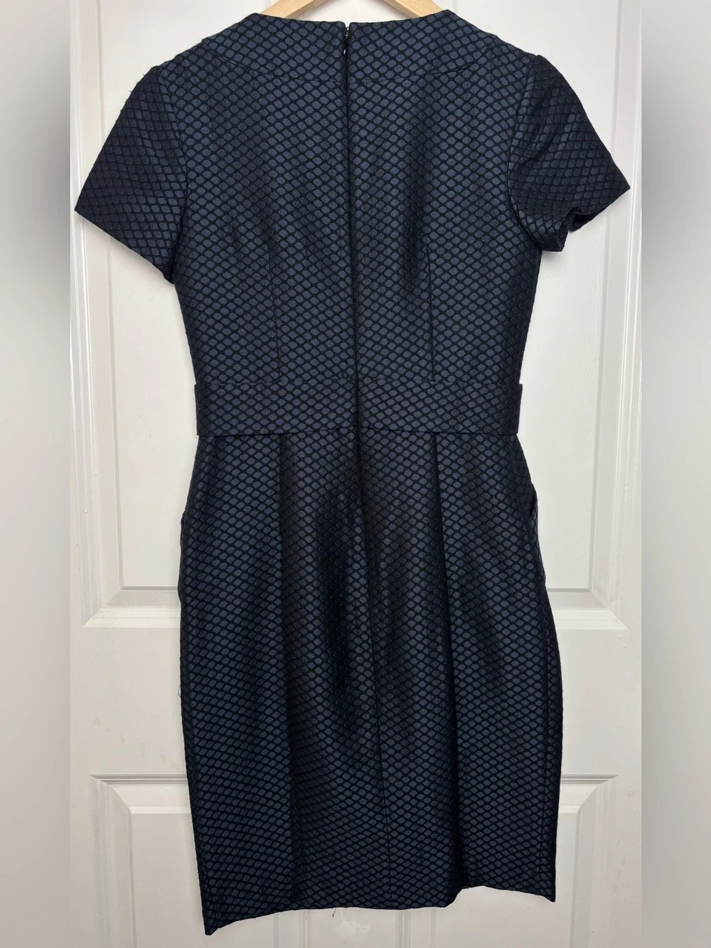 Maeve Shelby Dress 0 Navy Black Jacquard Origami Waist Sheath Anthropologie